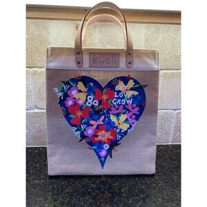 Brighton Let Love Grow Burlap Tote Bag Like New